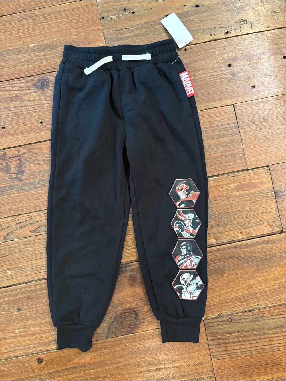 Marvel Black Kids Jogger Sweatpants with Red Accent Graphics
